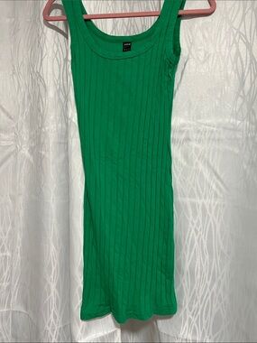 SHEIN Emerald Green Ribbed Midi Tank Dress